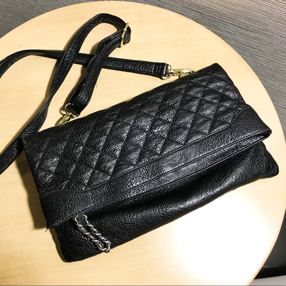 Black Quilted Leather Crossbody by Steve Madden